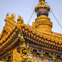 Buy canvas prints of Roofs Figures Steeple Yonghe Gong Buddhist Temple Beijing China by William Perry