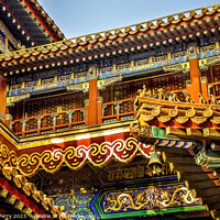 Buy canvas prints of Roofs Figures Yonghe Gong Buddhist Temple Beijing China by William Perry