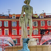 Buy canvas prints of Apollo Statue Sun Fountain Plaza Massena Cityscape Nice France by William Perry