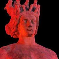 Buy canvas prints of Red Apollo Statue Sun Fountain Plaza Massena Cityscape Nice Fran by William Perry