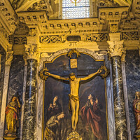 Buy canvas prints of Chapel Lady Seven Sorrows Crucifixion Painting Cathedral Nice Fr by William Perry