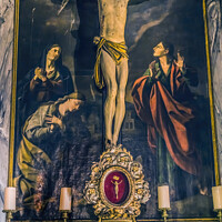 Buy canvas prints of Chapel Lady Seven Sorrows Crucifixion Painting Cathedral Nice Fr by William Perry