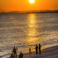 Buy canvas prints of Watching Sun Go Down Beach Mediterranean Sea Nice France by William Perry