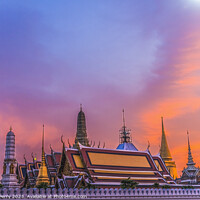 Buy canvas prints of Sunset Temple Emerald Buddha Grand Palace Bangkok Thailand by William Perry