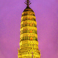 Buy canvas prints of Sunset Prang Tower Old Temple Grand Palace Bangkok by William Perry