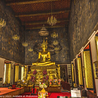 Buy canvas prints of Praying Buddha Main Hall Wat Ratchanaddaram Worawihan Bangkok by William Perry