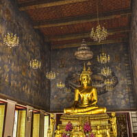 Buy canvas prints of Praying Golden Buddha Main Hall Wat Ratchanaddaram Worawihan Ban by William Perry