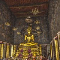Buy canvas prints of Golden Buddha Main Hall Wat Ratchanaddaram Worawihan Bangkok Tha by William Perry