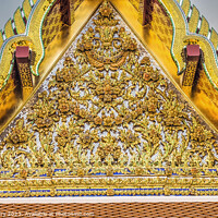 Buy canvas prints of Golden Pavilion Close Wat Ratchanaddaram Worawihan Bangkok Thail by William Perry