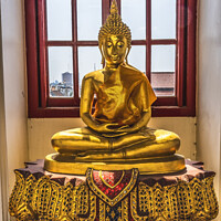 Buy canvas prints of Golden Buddha Loha Prasat Hall Wat Ratchanaddaram Worawihan Bang by William Perry