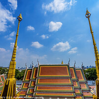 Buy canvas prints of Spires Hall Loha Prasat Hall Wat Ratchanaddaram Worawihan Bangko by William Perry