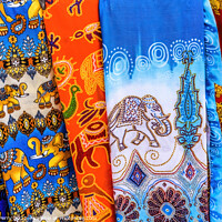 Buy canvas prints of Colorful Elephant Pants Souvenirs Bangkok Thailand by William Perry