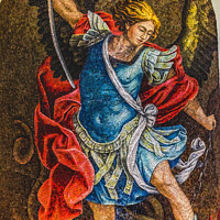 Buy canvas prints of Archangel Michael Mosaic Jasna Gora Monastery Czestochowy Poland by William Perry