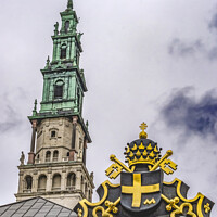 Buy canvas prints of Entrance Jasna Gora Monastery Steeple Black Madonna Home Poland by William Perry