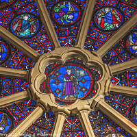 Buy canvas prints of Angels Rose Window St John Baptist Cathedral Lyon France by William Perry