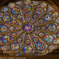 Buy canvas prints of Christ Rose Window St John Baptist Cathedral Basilica Lyon Franc by William Perry