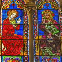 Buy canvas prints of Mary Jesus Stained Glass St John Baptist Cathedral Lyon France by William Perry