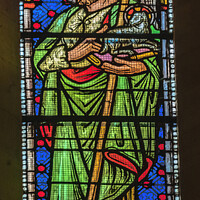 Buy canvas prints of Saint John Stained Glass St John Baptist Cathedral Lyon France by William Perry