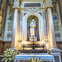 Buy canvas prints of Mary Jesus Statue Hotel -Dieu Chapel Basilica Lyon France by William Perry