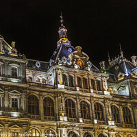 Buy canvas prints of Hotel De Ville City Hall Night Street Cityscape Lyon France by William Perry