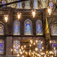 Buy canvas prints of Blue Mosque Lights Basilica Stained Glass Istanbul Turkey by William Perry