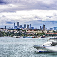 Buy canvas prints of Cruise Ship Modern City Buildings Bosphorus Strait Istanbul Turk by William Perry
