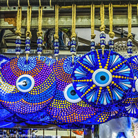 Buy canvas prints of Colorful Blue Evil Eye Charms Grand Bazaar Istanbul Turkey by William Perry