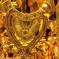 Buy canvas prints of Colorful Golden Jewelry Necklaces Ornaments Grand Bazaar Istanbu by William Perry