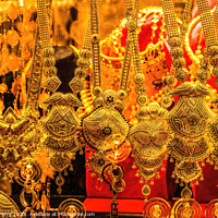 Buy canvas prints of Colorful Golden Jewelry Necklaces Grand Bazaar Istanbul Turkey by William Perry