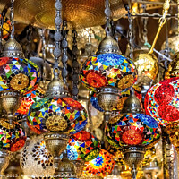 Buy canvas prints of Colorful Turkish Mosaic Lamps Grand Bazaar Istanbul Turkey by William Perry