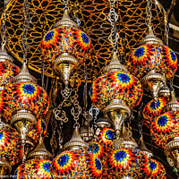Buy canvas prints of Colorful Turkish Mosaic Lamps Ornaments Grand Bazaar Istanbul Tu by William Perry