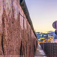 Buy canvas prints of Remains Wall Evening Night Illuminated Berlin Germany by William Perry