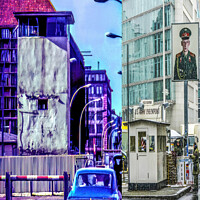 Buy canvas prints of Original 1971 New Checkpoint Charlie Composite Berlin Germany by William Perry