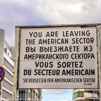 Buy canvas prints of Famous Sign Checkpoint Charlie Today West Berlin Germany by William Perry