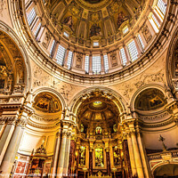 Buy canvas prints of Dome Altar Stained Glass Organ Cathedral Berlin Germany by William Perry