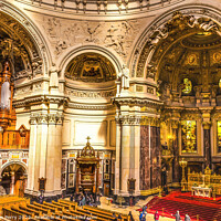 Buy canvas prints of Basilica Worshipers Altar Organ Cathedral Berlin Germany by William Perry