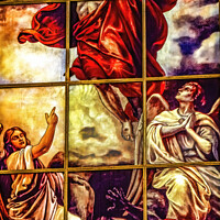 Buy canvas prints of Christ Rising Ascension Stained Glass Cathedral Berlin Germany by William Perry