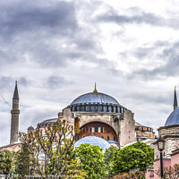Buy canvas prints of Hagia Sophia Mosque Dome Minarets Trees Istanbul Turkey by William Perry