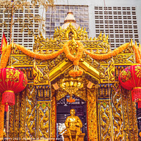Buy canvas prints of Golden King Statue Memorial Yodpiman Flower Market Bangkok Thail by William Perry