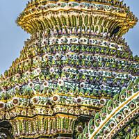 Buy canvas prints of Ceraimic Chedi Spire Pagoda Wat Pho Bangkok Thailand by William Perry