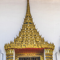Buy canvas prints of Golden Buddha Statue Entrance Wat Pho Bangkok Thailand by William Perry