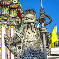 Buy canvas prints of Warrior Guardian Ceramic Gate Entrance Wat Pho Temple Bangkok Th by William Perry