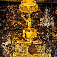 Buy canvas prints of Golden Buddha Ordination Hall Wat Pho Bangkok Thailand by William Perry