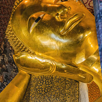 Buy canvas prints of  Face Reclining Buddha Wat Pho Bangkok Thailand by William Perry
