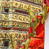 Buy canvas prints of Golden Rooftop Decoration Ceramic Chedi Pagoda Wat Pho Bangkok  by William Perry