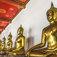 Buy canvas prints of Golden Buddhas Line Phra Rabiang Wat Pho Bangkok Thailand by William Perry
