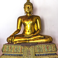Buy canvas prints of Ornate Golden Buddha Phra Rabiang Wat Pho Bangkok Thailand by William Perry