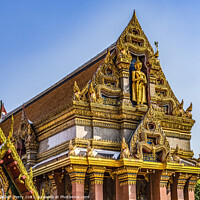 Buy canvas prints of Colorful Golden Buddha Pavilion Temple Wat That Sanarun Bangkok  by William Perry