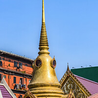 Buy canvas prints of Golden Chedi Pagoda Temple Wat That Sanarun Bangkok Thailand by William Perry