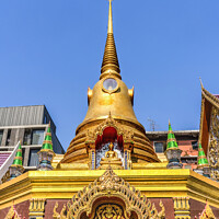 Buy canvas prints of Colorful Golden Chedi Pagoda Temple Wat That Sanarun Bangkok Tha by William Perry